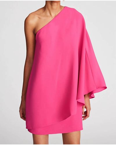 Halston Melinda Stretch Crepe Dress In Magenta - Pink