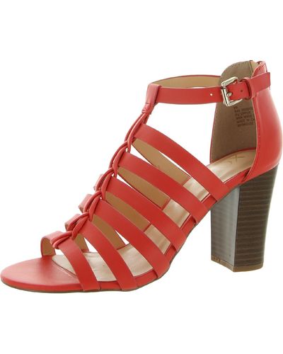 Xoxo Bae Faux Leather Zipper Heels - Red