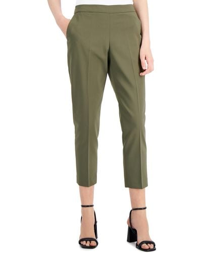 Calvin Klein Petites Elastic-back Wear-to-work Cropped Pants - Green