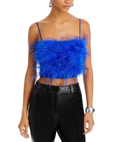 Lucy Paris Milly Feathers Crop Blouse - Blue