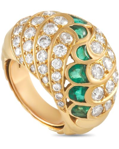 Piaget 18k Yellow Gold 2.25 Ct Diamond And Emerald Ring - Metallic