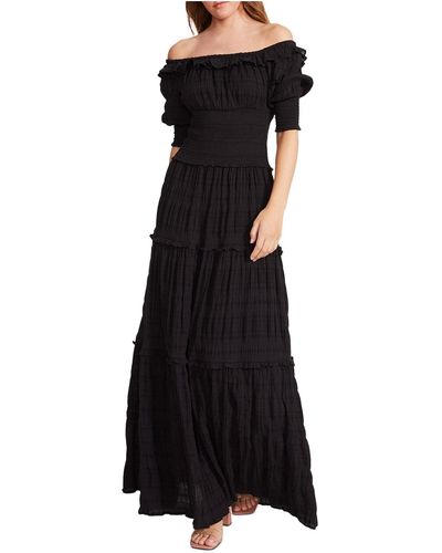 BB Dakota Smocked Long Maxi Dress - Black
