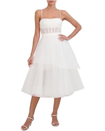 BCBGMAXAZRIA Tulle Prom Midi Dress - White