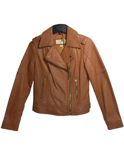 Michael Kors luggage Leather Moto Jacket - Brown