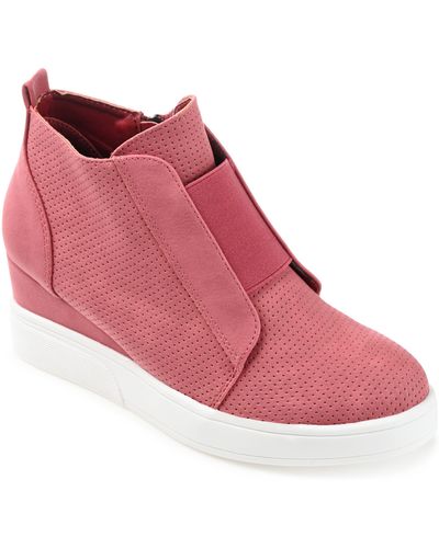 Journee Collection Wide Width Clara Sneaker Wedge - Pink