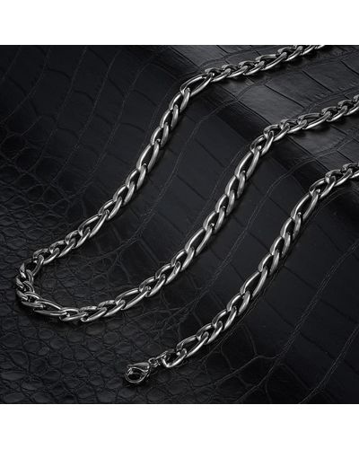 Crucible Jewelry Crucible Los Angeles Polished Stainless Steel 8mm Figaro Chain - 18" To 24" - 3 Colors - Black