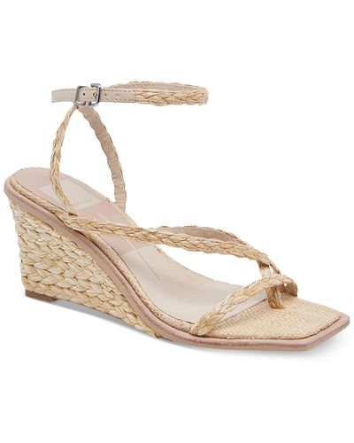 Dolce Vita Gemini Leather Ankle Strap Wedge Sandals - Natural