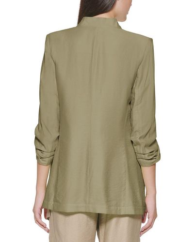 DKNY Ruched Suit Separate Open-front Blazer - Green