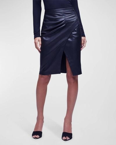 L'Agence Maude Pencil Skirt With Pleats - Blue