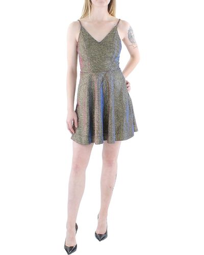 Speechless Juniors Metallic Mini Cocktail And Party Dress - Gray