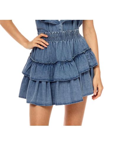 Stellah Ruffle Mini Skirt - Blue