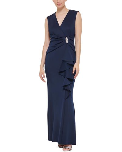 Jessica Howard Scuba Sleeveless Evening Dress - Blue