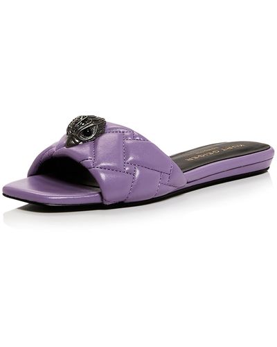 Kurt Geiger Kensington Leather Slip On Slide Sandals - Purple
