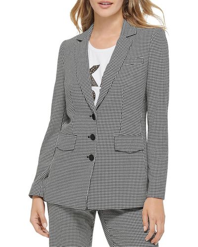 Karl Lagerfeld Woven Houndstooth Suit Jacket - Gray