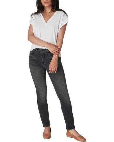 Lola Jeans Kate High Rise Distressed Straight Leg Jeans - Gray