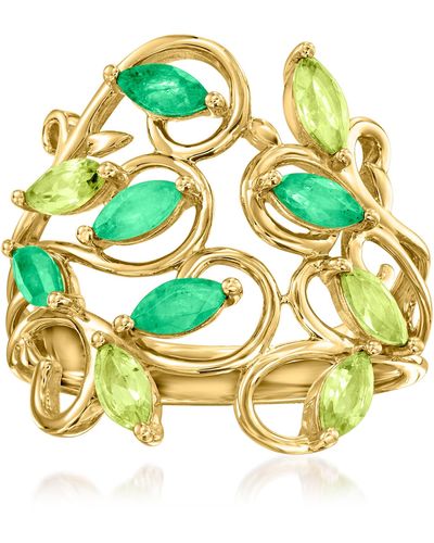 Ross-Simons Peridot And . Emerald Leafy Vine Ring - Green