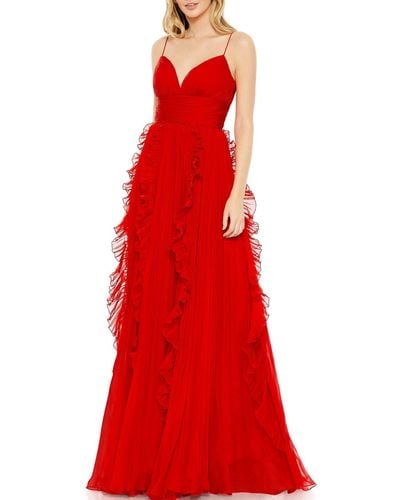 Mac Duggal Chiffon Long Evening Dress - Red