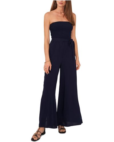 1.STATE Smocked Strapless Jumpsuit - Blue