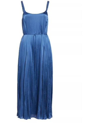 Vince Crushed Silk Relaxed Slip Dress - Blue