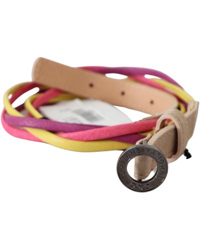 CoSTUME NATIONAL Twisted Leather Circle Buckle Belt - Pink