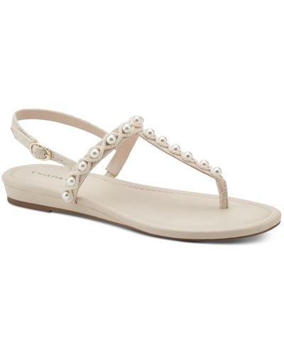 Charter Club Avita Faux Leather Embellished Slingback Sandals - White
