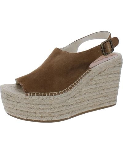 Soludos Sevilla Leather Platform Espadrille Heels - Brown