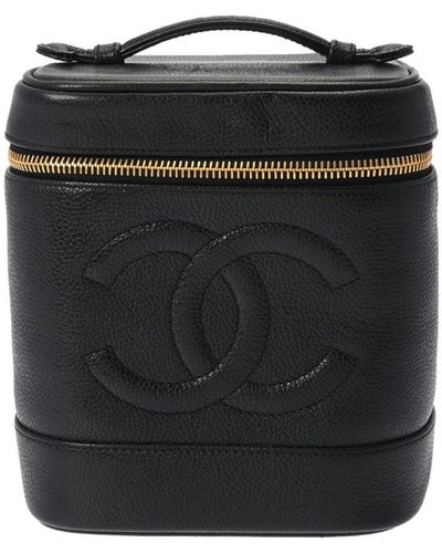 Chanel Vanity Leather Clutch Bag (pre-owned) - Black