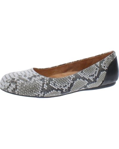 Softwalk Sonoma Leather Padded Insole Ballet Flats - Gray