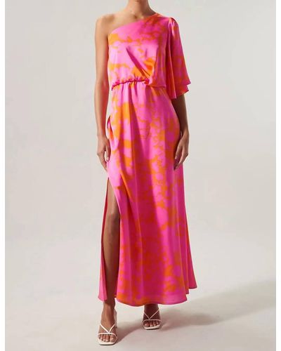 Sugarlips On My Mind One Shoulder Dress In Pink And Orange - Red