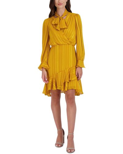Julia Jordan Chiffon Sheath Dress - Yellow