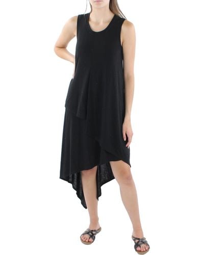 Kensie Asymmetric Hi-low Midi Dress - Black