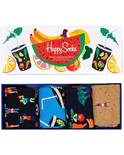 Happy Socks 4pk Healthy Lifestyle Gift Set - Blue