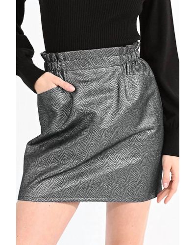 Molly Bracken Iridescent Herringbone Mini Skirt - Black