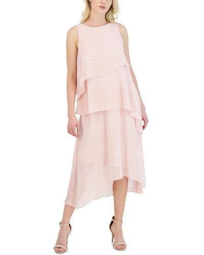 Donna Ricco Polka Dot Polyester Maxi Dress - Pink