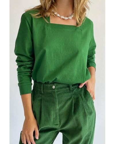 DONNI. Jersey Square Neck Long Sleeve - Green