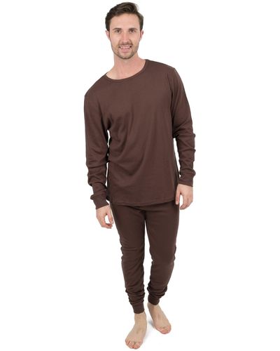 Leveret Two Piece Cotton Pajamas Neutral Solid Color - Brown