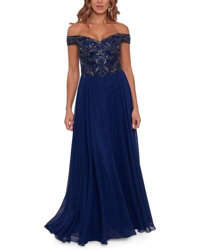 Xscape Embellished Maxi Evening Dress - Blue