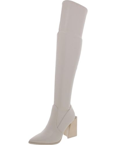 Steve Madden Tanzee Faux Leather Pointed Toe Over-the-knee Boots - White