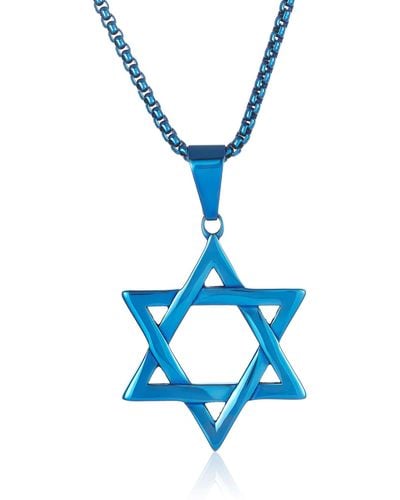 Crucible Jewelry Crucible Los Angeles Large Star Of David Stainless Steel Necklace - Blue