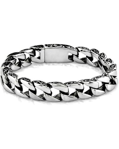 Crucible Jewelry Crucible 12mm Antiqued Stainless Steel Curb Chain Bracelet - Metallic
