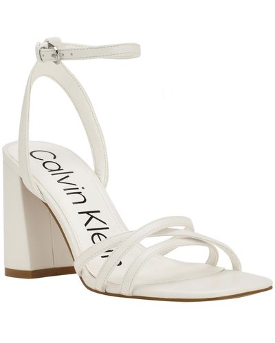 Calvin Klein Qalat Casual Square Toe Block Heel - White