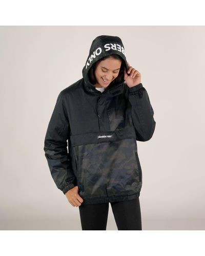 Members Only Camo Popover Oversized Jacket - Black