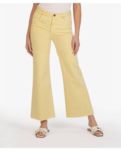 Kut From The Kloth Meg High Rise Fab Ab Wide Leg Jeans In Lemon - Natural