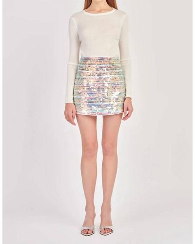 English Factory Stella Striped Sequin Mini Skirt - Natural