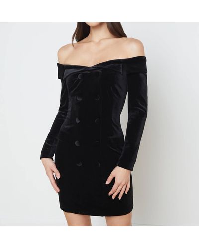 L'Agence Micaela Velvet Dress - Black