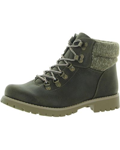 White Mountain Pathfield Leather Lace-up Ankle Boots - Green