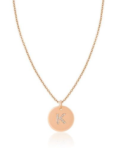 Ariana Rabbani Diamond Letter Disc Gold Bale Necklace - Metallic