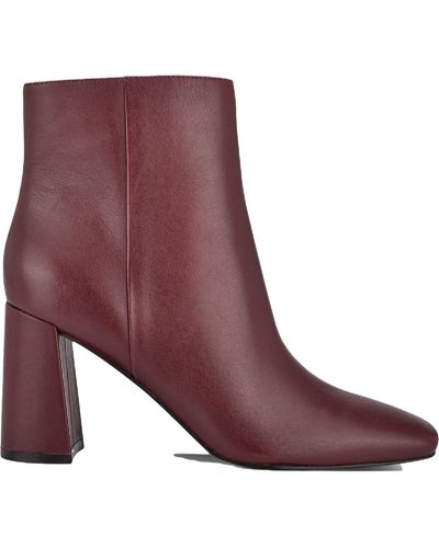 Marc Fisher Fellie Leather Flat Toe Ankle Boots - Purple