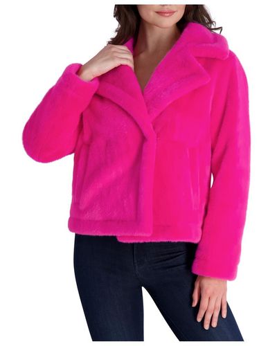 French Connection Lined Faux Fur Teddy Coat - Pink