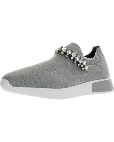 Anne Klein Tonya Knit Slip On Casual And Fashion Sneakers - Gray